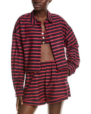 WeWoreWhat Cropped Button-Down Shirt - Red