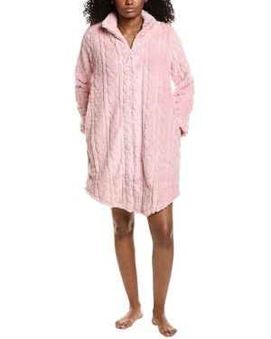 Ellen Tracy Plush Short Zip Robe - Pink
