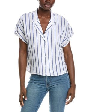 Z Supply Parallel Button Down Linen-Blend Top - White