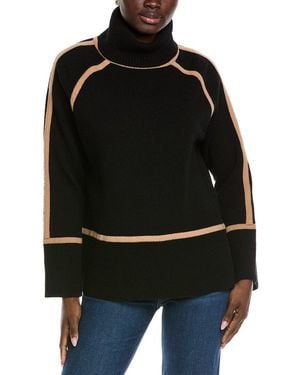 Reiss Gianna Geometric Roll Neck Wool Jumper - Black