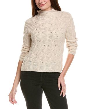 Hannah Rose Shaker Cable Funnel Neck Wool & Cashmere-Blend Jumper - Natural