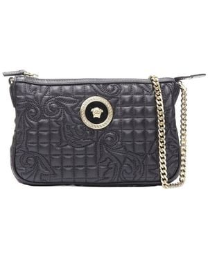 Versace Leather Vanitas Baroque Crossbody Never Carried (Authentic Pre-Loved) - Black