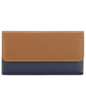 Mywalit Tri-Fold Leather Outer Zip Purse - Brown