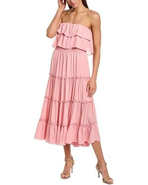 1.STATE Strapless Smocked Waist Tiered Maxi Dress - Pink