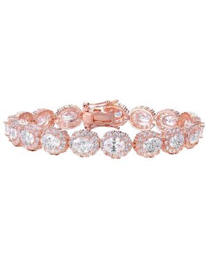 Genevive Jewelry 18k Rose Gold Plated Cz Tennis Bracelet - Pink