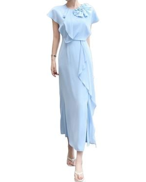 BURRYCO Short Sleeve Midi Dress - Blue