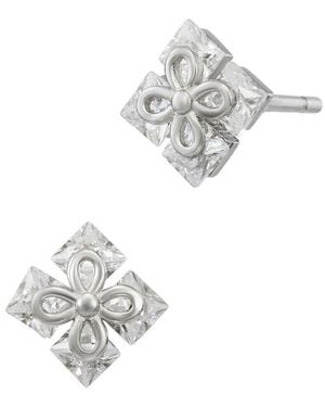 Savvy Cie Cz Stud Earrings - White