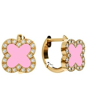 Gabi Rielle 14K Over Agate Cz Mini Hoop Earrings - Pink