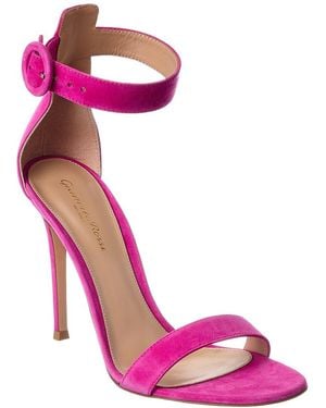 Gianvito Rossi Portofino 105 Suede Sandal - Pink