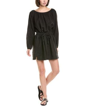 James Perse Gathered Linen Mini Dress - Black