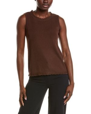 Anne Klein Pointelle Trim Jumper Tank - Brown