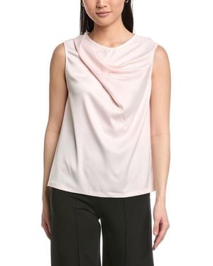 Anne Klein Mixed Media Pleated Top - White