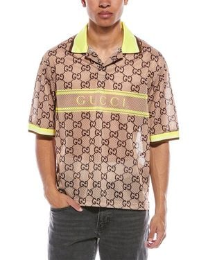 Gucci Gg Printed Polo Shirt - Natural