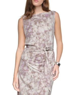 Halston Printed Belted Tank Top - White