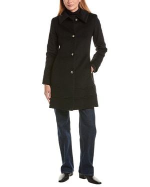 Fleurette Fit & Flare Wool-Blend Coat - Black