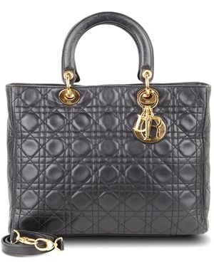 Dior Cannage Leather Lady Ghw Large (Authentic Pre-Loved) - Grey