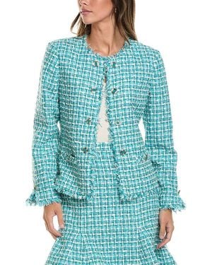St. John Edge To Edge Tweed Jacket - Blue