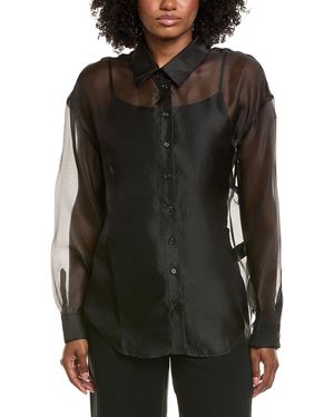 Bardot Luana Oversized Organza Shirt - Black