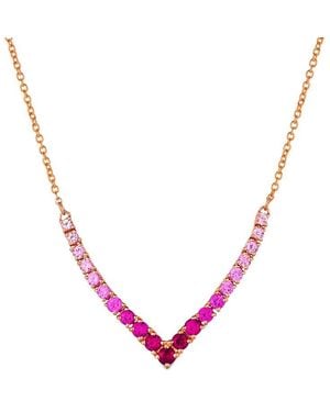 Le Vian Strawberry Ombré 14K Rose 1.00 Ct. Tw. Ruby Sapphire O V-Shape Necklace - Pink