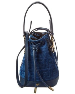 Fendi Mon Tresor Mini Leather Bucket Bag - Blue