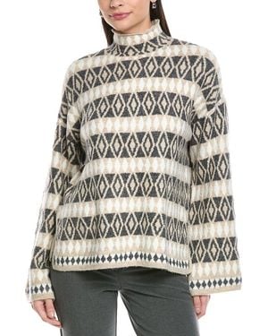 Vince Camuto Diamond Pattern Turtleneck Jumper - Grey