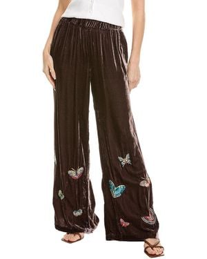 Johnny Was Seamed Wide Leg Silk-Blend Pant - Brown
