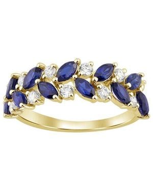 Brilliant Bloom 14K 0.33 Ct. Tw. Lab-Grown Diamond & Emerald Ring - Blue