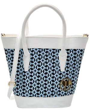 Persaman New York Viviana Raffia & Leather Tote - White