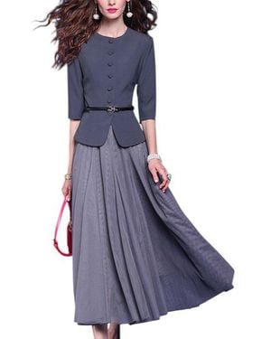 VERA DOLINI 2Pc Blazer & Skirt Set - Blue