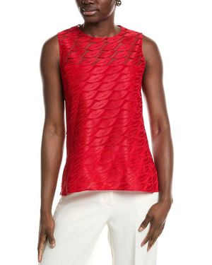 Akris Embroidered Lips Silk Blouse