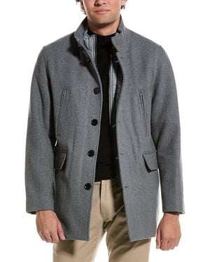 Cole Haan Wool-Blend Twill Coat - Grey