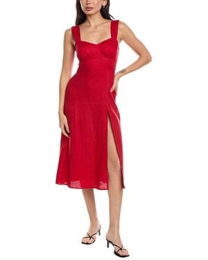Seraphin Sleeveless Linen Midi Dress - Red