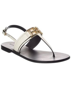 Bally Logo Positano Leather Flat Sandal - White