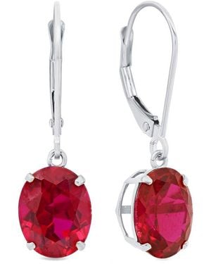 MaxColor 14k 5.60 Ct. Tw. Lab-grown Ruby Dangle Earrings - Red