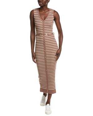 Marion V-Neck Stripe Bodycon Dress - Brown