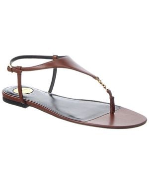 Saint Laurent Cassandre Leather Sandal - White