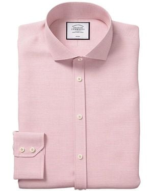 Charles Tyrwhitt Non-iron Slub Slim Fit Shirt - Pink