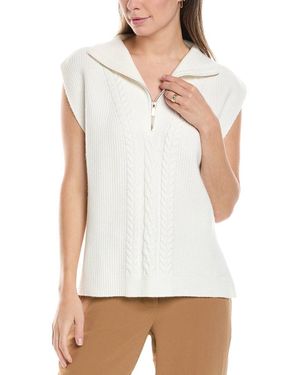 Ellen Tracy Zip Front Collared Jumper - White