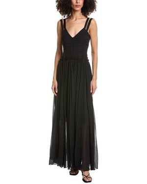 3.1 Phillip Lim Textured Chiffon Ruched Silk-Blend Gown - Black