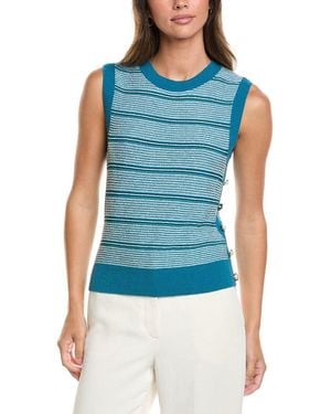 St. John Crew Side Placket Wool-Blend Tank - Blue