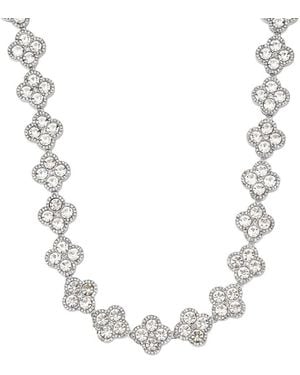 Adornia Crystal Clover Link Chain Necklace - Metallic