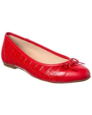 French Sole Cordelia Croc-Embossed Leather Flat - Red