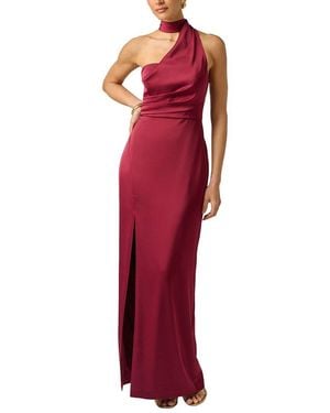 Adrianna Papell Stretch Satin Long Dress - Red