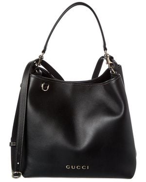 Gucci Gg Emblem Small Leather Tote - Black