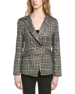 Cece Double-Breasted Plaid Blazer - Gray