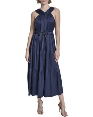DKNY V-Neck Halter Dress - Blue