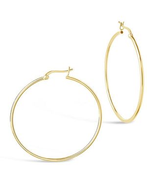 Sterling Forever 14k Over Silver Hoops - Metallic