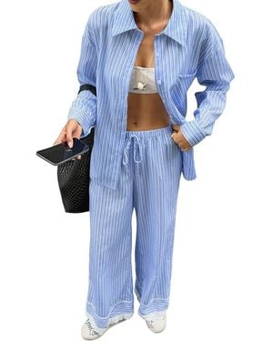 Adelin May 2Pc Shirt & Pant Set - Blue