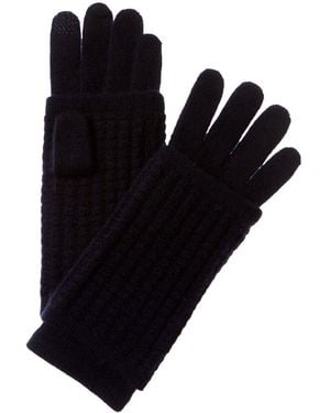 Hannah Rose Waffle Stitch 3-In-1 Cashmere Tech Gloves - Blue