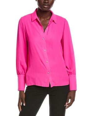 Cece Button-Down Collared Tall Cuff Blouse - Pink